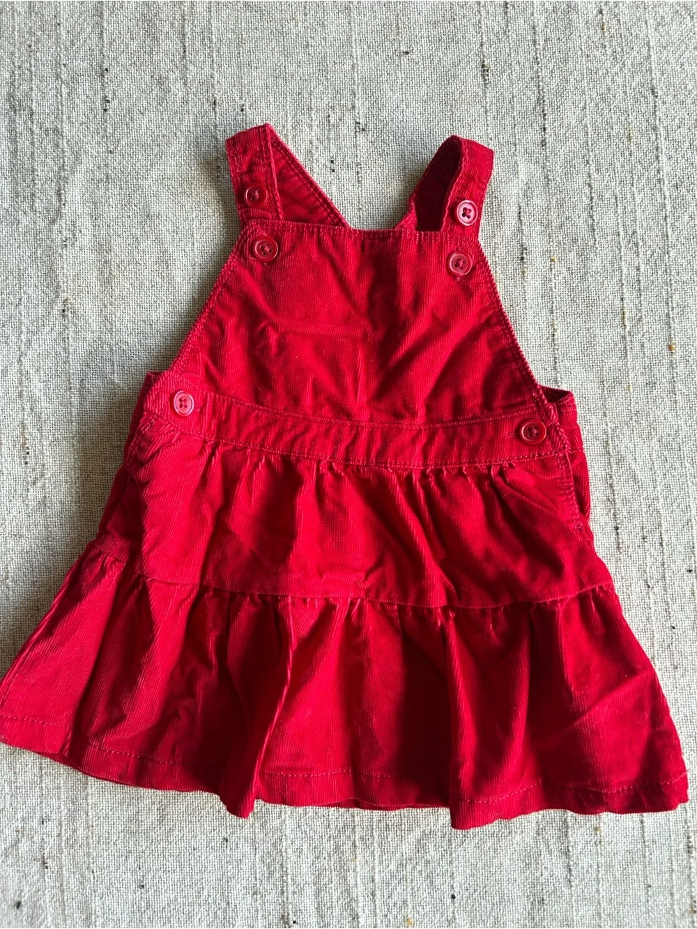 Red Corduroy Pinafore Dress — Size 6M
